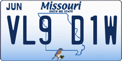 MO license plate VL9D1W