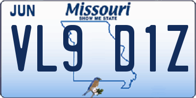 MO license plate VL9D1Z
