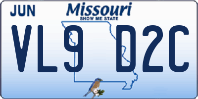 MO license plate VL9D2C