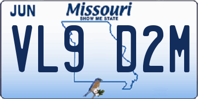 MO license plate VL9D2M