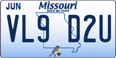MO license plate VL9D2U