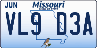 MO license plate VL9D3A