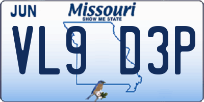 MO license plate VL9D3P