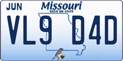 MO license plate VL9D4D