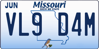 MO license plate VL9D4M