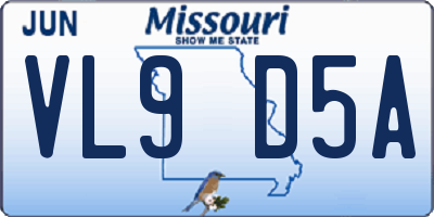 MO license plate VL9D5A