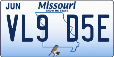 MO license plate VL9D5E