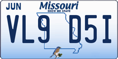 MO license plate VL9D5I