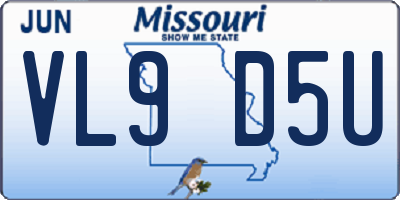MO license plate VL9D5U