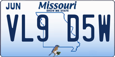 MO license plate VL9D5W
