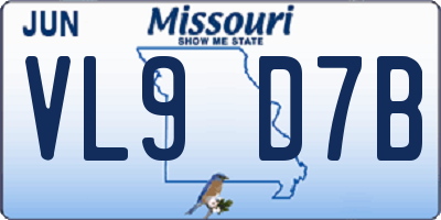 MO license plate VL9D7B