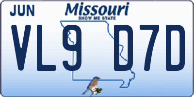 MO license plate VL9D7D