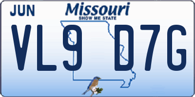 MO license plate VL9D7G
