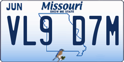 MO license plate VL9D7M