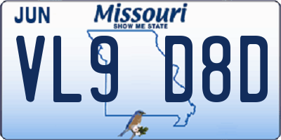 MO license plate VL9D8D
