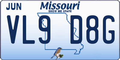 MO license plate VL9D8G