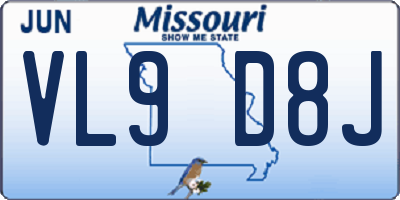 MO license plate VL9D8J