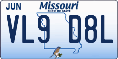 MO license plate VL9D8L