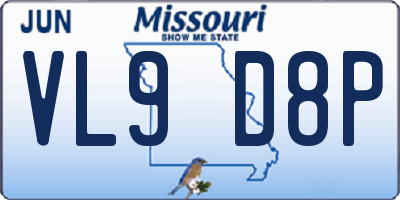 MO license plate VL9D8P