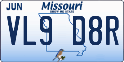 MO license plate VL9D8R