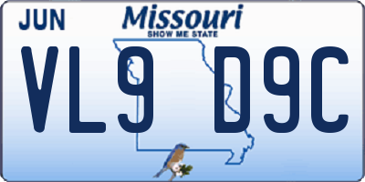 MO license plate VL9D9C