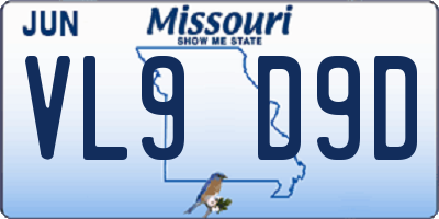 MO license plate VL9D9D