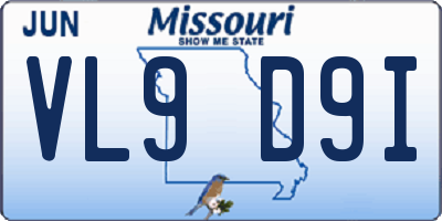MO license plate VL9D9I