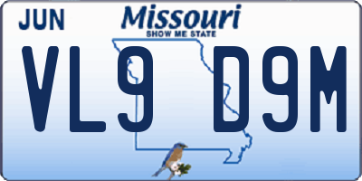 MO license plate VL9D9M