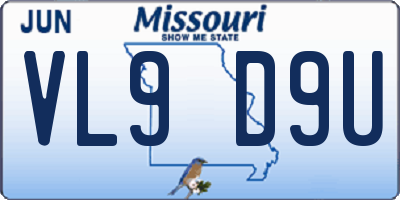 MO license plate VL9D9U