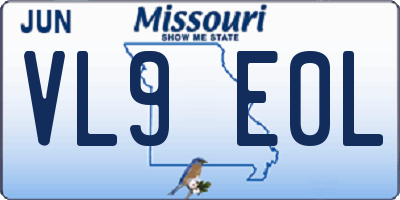 MO license plate VL9E0L
