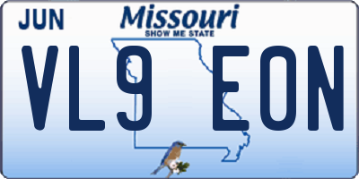 MO license plate VL9E0N