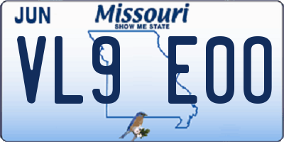 MO license plate VL9E0O