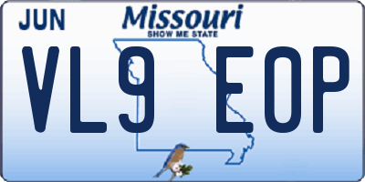 MO license plate VL9E0P