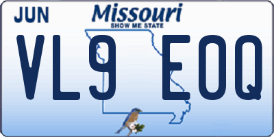 MO license plate VL9E0Q