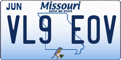 MO license plate VL9E0V