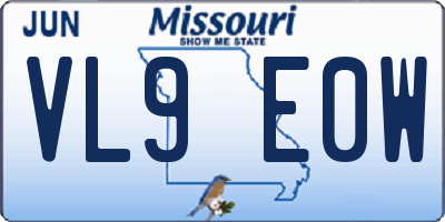 MO license plate VL9E0W