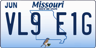 MO license plate VL9E1G
