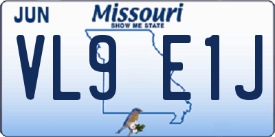 MO license plate VL9E1J
