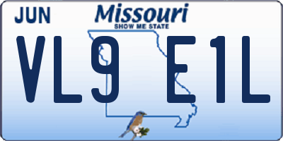 MO license plate VL9E1L