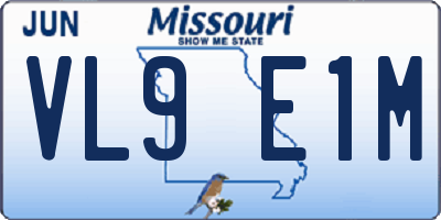 MO license plate VL9E1M