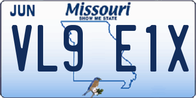 MO license plate VL9E1X