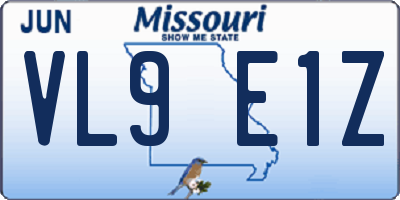 MO license plate VL9E1Z