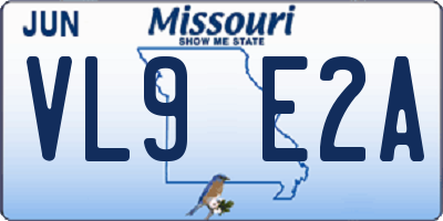 MO license plate VL9E2A