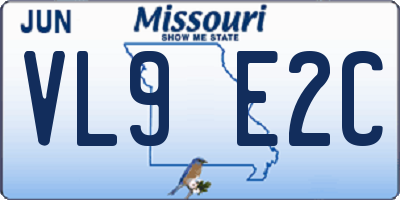 MO license plate VL9E2C
