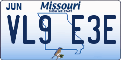 MO license plate VL9E3E
