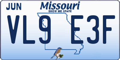 MO license plate VL9E3F