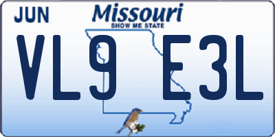 MO license plate VL9E3L