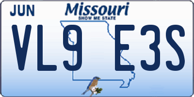 MO license plate VL9E3S