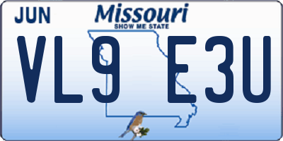 MO license plate VL9E3U