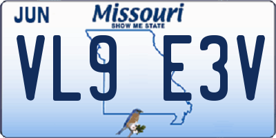 MO license plate VL9E3V